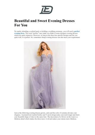Beautiful and Sweet Evening Dresses For You