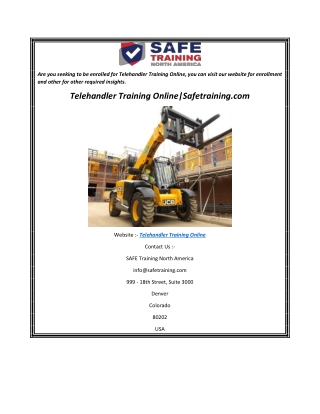 Telehandler Training OnlineSafetraining.com