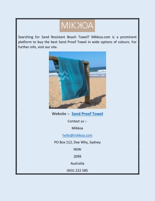 Sand Proof Towel | Mikkoa.com