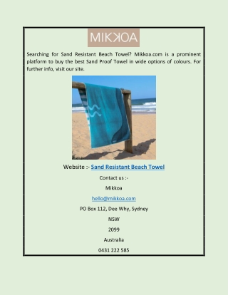 Sand Resistant Beach Towel | Mikkoa.com