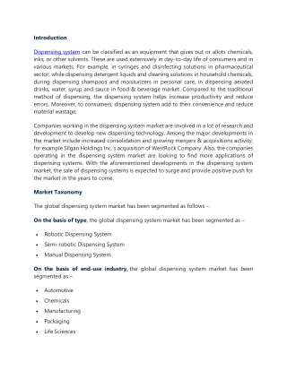 Dispensing System Market