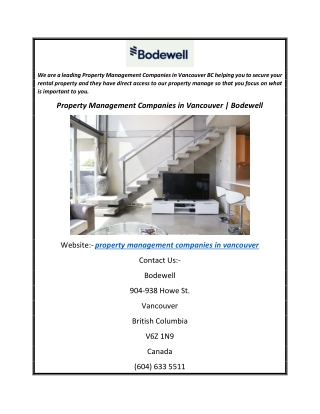 Property Management Companies in Vancouver Bodewell