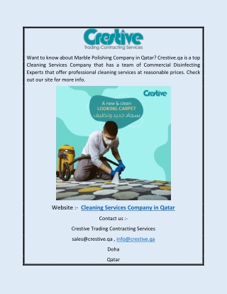 Cleaning Services Company in Qatar | Crestive.qa
