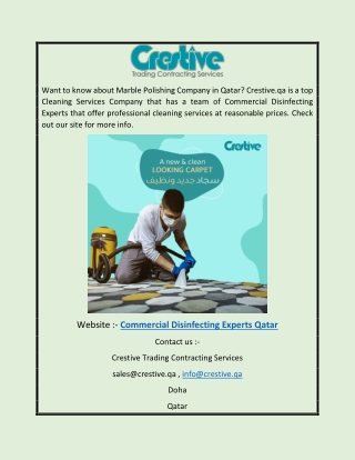 Commercial Disinfecting Experts Qatar | Crestive.qa