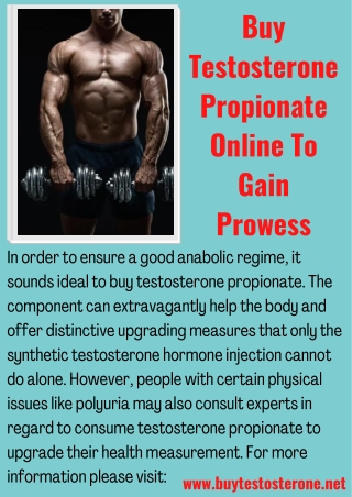Buy Testosterone Propionate Online To Gain Prowess