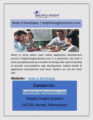Node JS Developer | Helpfulinsightsolution.com
