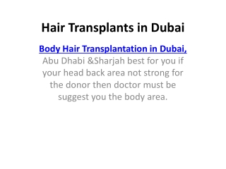 HAIR TRANSPLANTS IN DUBAI