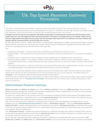 UK Top listed Payment Gateway Providers