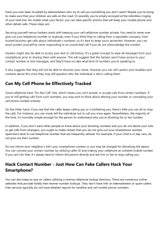 Hack Telephone Number - Exactly How Can Fake Callers Hack Your Phone?