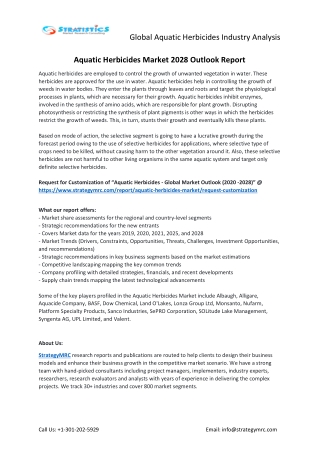 Aquatic Herbicides Market Forecasts to 2028