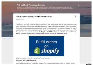 Tips to Improve Shopify Order Fulfillment Process