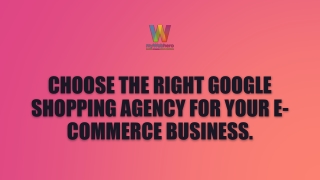 Choose the right Google Shopping agency for your e-commerce business.