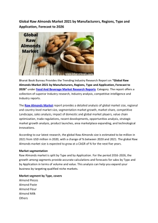 Global Raw Almonds Market Research Report 2021-2026