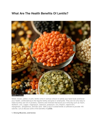 What Are The Health Benefits Of Lentils