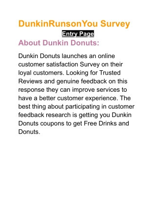 DunkinRunsonYou Survey