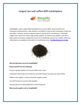 Tea Manufacturers in India