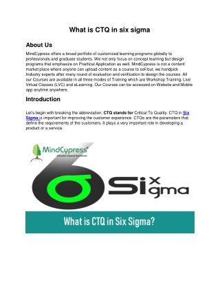 What is CTQ in six sigma