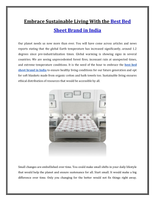 Embrace Sustainable Living With the Best Bed Sheet Brand in India - Amouve