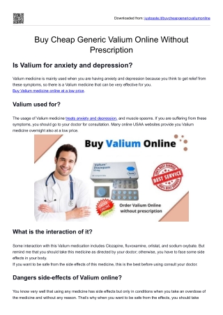 Buy Cheap Generic Valium Online Without Prescription