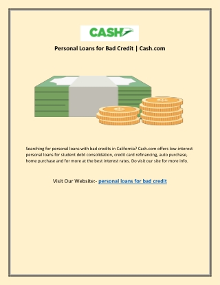 Personal Loans for Bad Credit | Cash.com