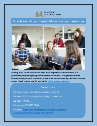 Sole Trader Accountants | Majesticaccountants.com