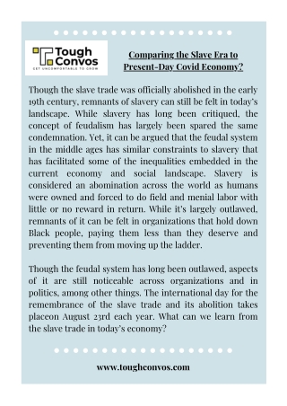 Comparing the Slave Era to Present-Day Covid Economy