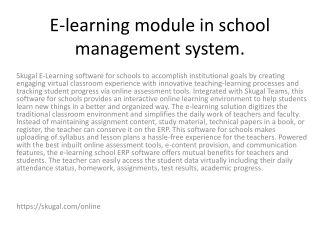 E-learning module in school management system