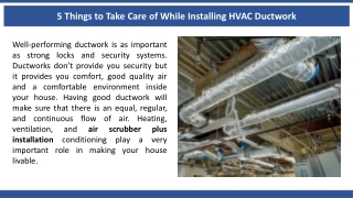 5 Things to Take Care of While Installing HVAC Ductwork