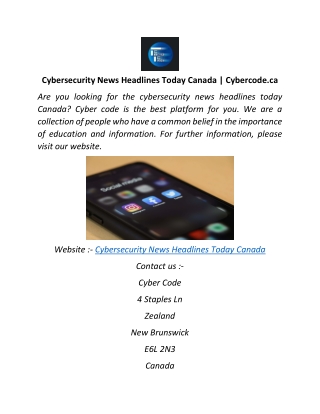 Cybersecurity News Headlines Today Canada Cybercode.ca