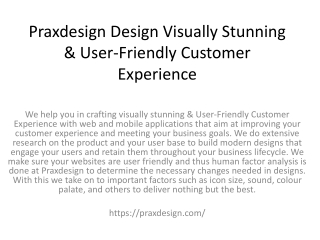 Praxdesign Design Visually Stunning & User-Friendly Customer Experience