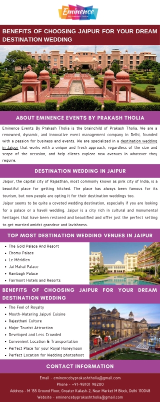 Benefits of Choosing Jaipur for Your Dream Destination Wedding