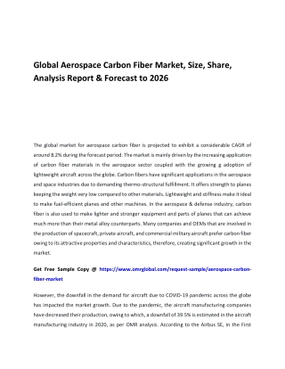 Global Aerospace Carbon Fiber Market, Size, Share, Analysis Report & Forecast t