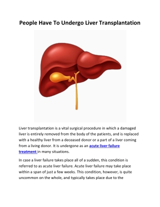 People Have To Undergo Liver Transplantation