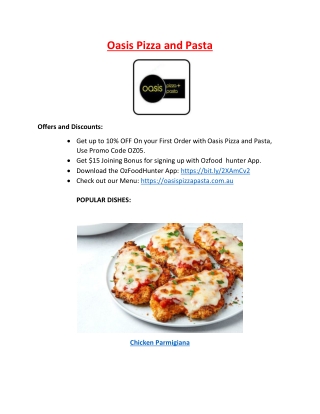 10% off - Oasis Pizza Menu and Pasta Torrensville, SA