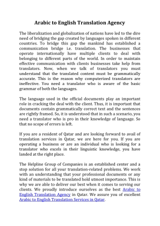 Arabic to English Translation Agency