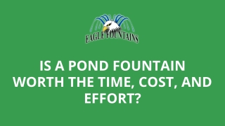 Is a pond fountain worth the time, cost, and effort?