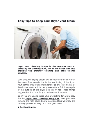 Easy Tips to Keep Your Dryer Vent Clean