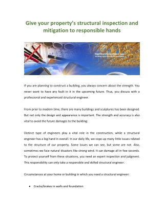 Give your property’s inspection and mitigation to responsible hands