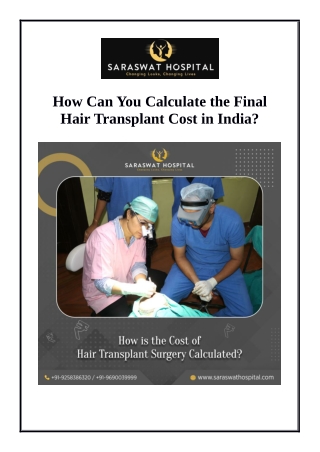 How Can You Calculate the Final Hair Transplant Cost in India?