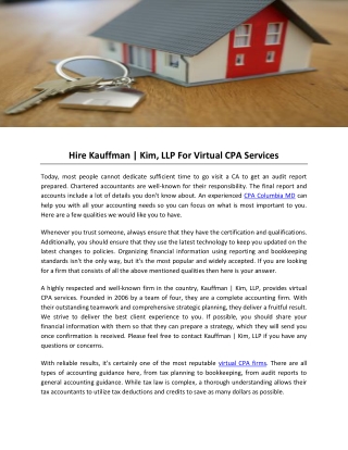 Hire Kauffman  Kim, LLP For Virtual CPA Services