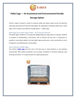 Pallet Cage — An Economical and Environmental-friendly Storage Option