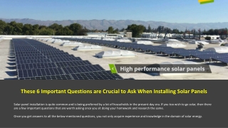 These 6 Important Questions are Crucial to Ask When Installing Solar Panels