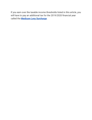 Medicare Levy Table