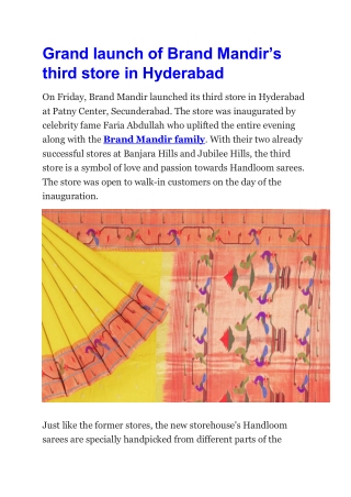 Grand launch of Brand Mandir’s third store in Hyderabad