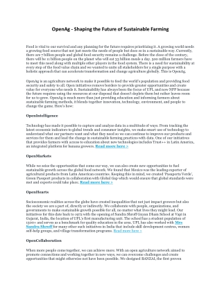 OpenAg - Shaping the Future of Sustainable Farming - UPL Limited