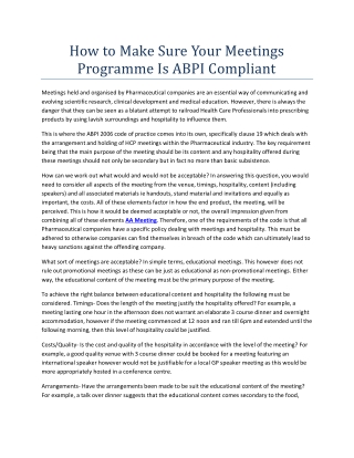 How to Make Sure Your Meetings Programme Is ABPI Compliant