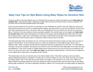 Baby Care Tips for New Moms Using Baby Wipes for Sensitive Skin