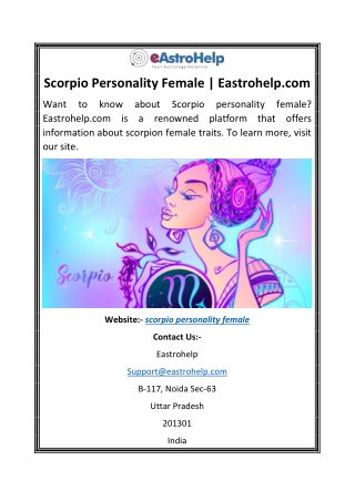 Scorpio Personality Female  Eastrohelp.com
