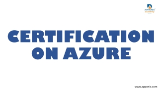 CERTIFICATION ON AZURE BY APPONIX