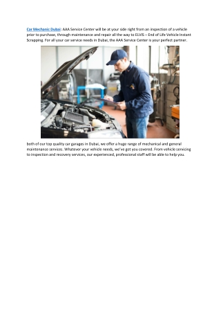 Car Mechanic Dubai
